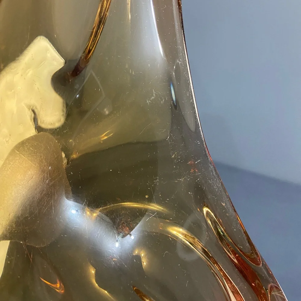 VTG Mid Century Murano Style Trinket Dish Or Ashtray Golden Amber Yellow Retro - Picture 17 of 17